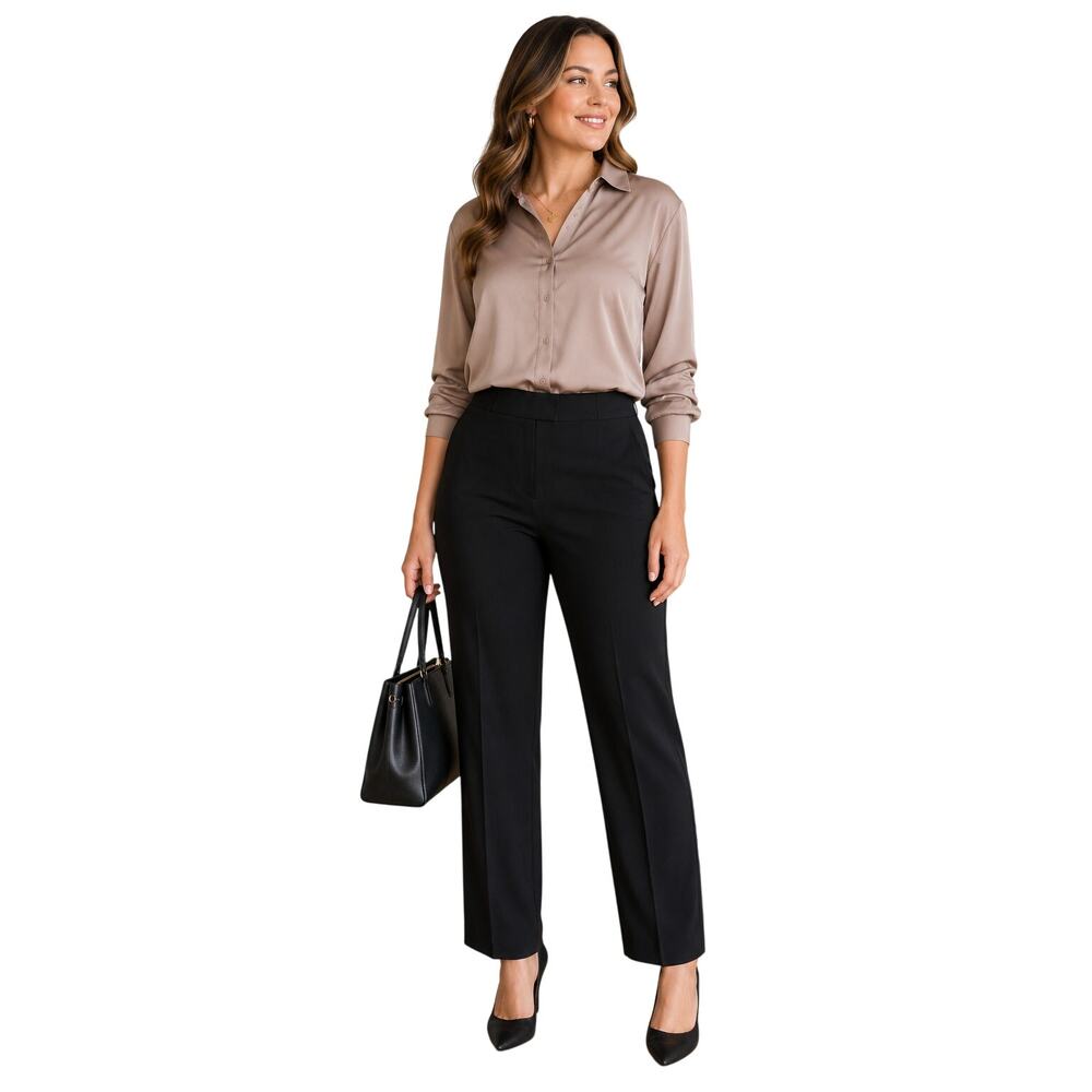 LVPL Mid Rise Pull On Dress Pants Women's 16/33 Black Straight Leg NWT